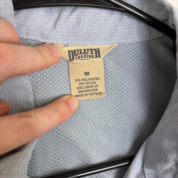 Duluth Trading Co Womens Grey/Blue Roll Tab Long Sleeve Hiking Fishing Shirt Med - Picture 5 of 10